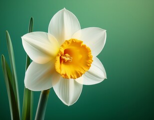 Fototapeta premium Daffodil on Light Green Background