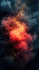 Vibrant Cosmic Explosion: Dynamic Nebula Textures and Mystical Starry Elements