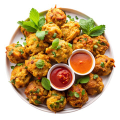 Crispy Pea Fritters Recipe: Pakora isolated on transparent background