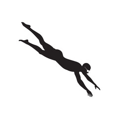 swimmer diving silhouette vector clip art logo design