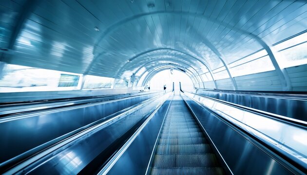 moving escalator in subway station - Powered by Adobe