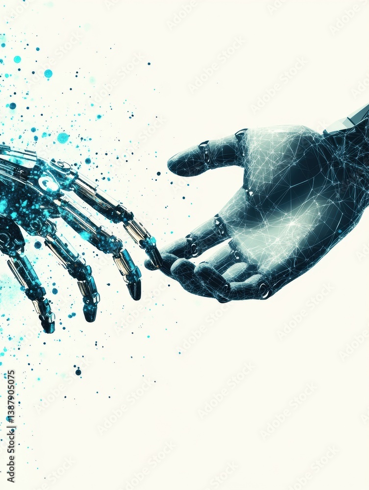 Aufkleber modern collage illustrating the interplay between humanity and artificial intelligence in the future