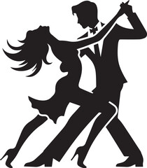 vector silhouette of a couple dance