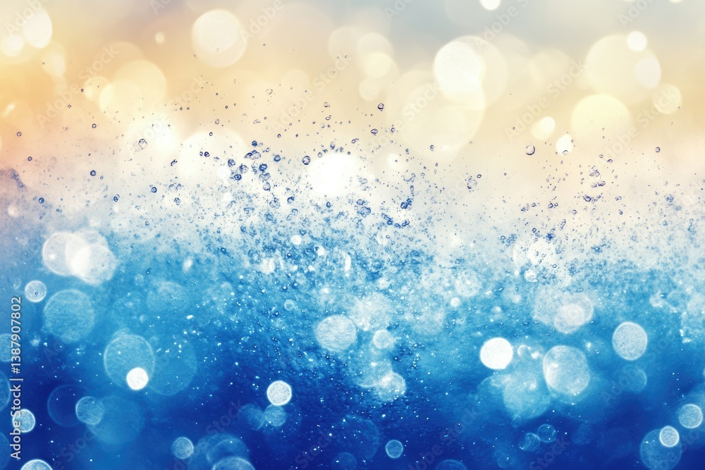Poster abstract image of splashing water with a bokeh background, evoking freshness and serenity.