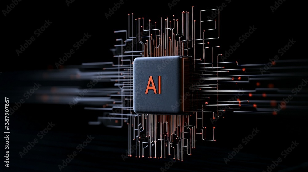 Poster futuristic ai concept with circuitry and technology elements
