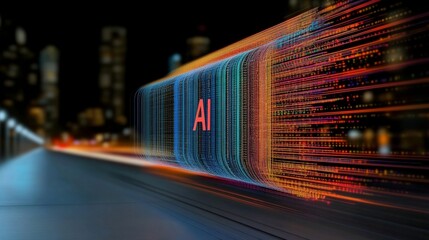 Vibrant Digital Background with AI Concept and Colorful Lights