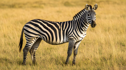 Fototapeta premium Elegant Dance of Nature's Design: The Enigmatic Beauty of Zebra Stripes in the Wild Savanna Landscape