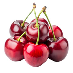 Fresh Red Cherries: Juicy, Sweet & Delicious isolated on transparent background