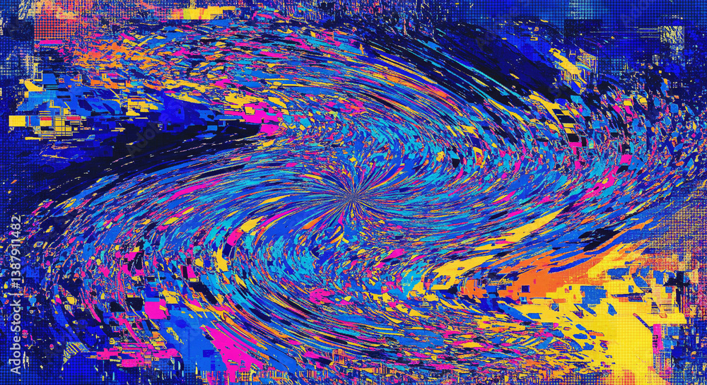 Poster glitch-style abstract background with noise textures