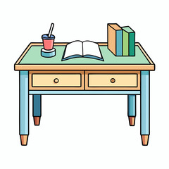 illustration of a desk with a table