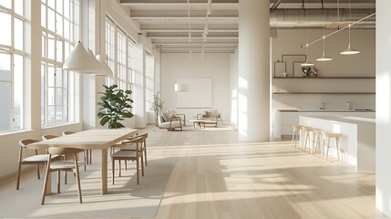 Fototapeta premium Beautiful Apartment, Sofa, Chair, Dining Table wall Mockup Interior design of modern living room.Generative AI