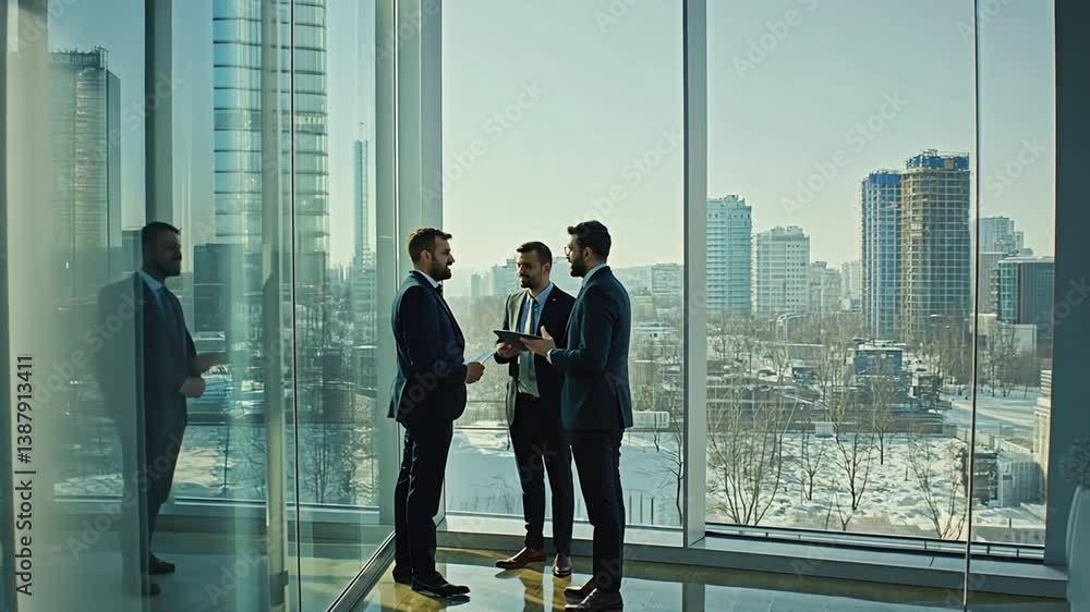 Aufkleber team collaboration on a business project in modern office setting generative ai