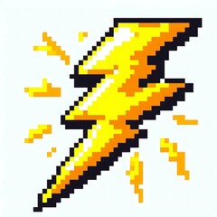 Obraz premium Pixel Art Lightning Bolt Retro Style suitable for digital content
