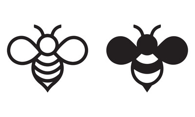 Minimalist Bee Icons – Outline and Solid Style Vector Design for Nature, Insects, and Eco Themes