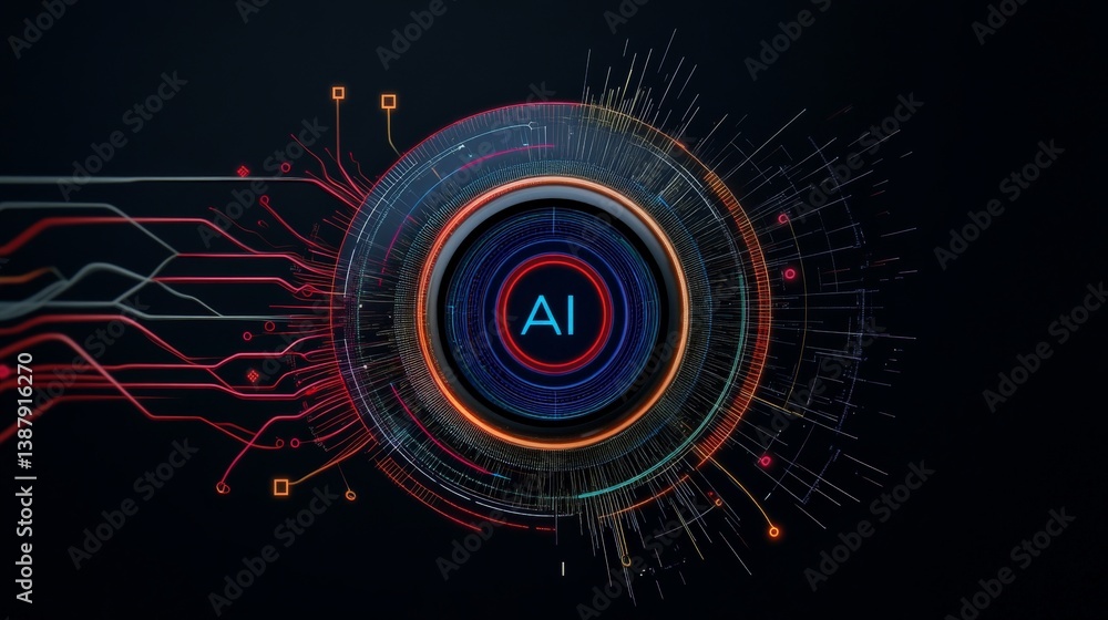 Aufkleber advanced ai concept with futuristic digital elements and graphics