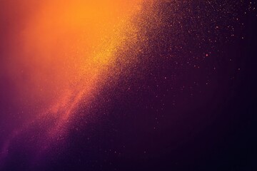 Abstract gradient background with orange and purple hues and scattered small particles visible throughout