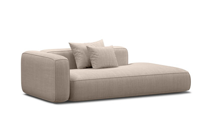 Modern sofa on isolated background. Furniture for the interior collages and presentations. Side view.
