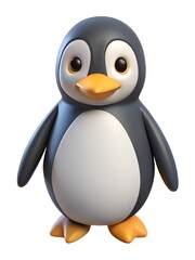 Penguin 3d render cute white background 