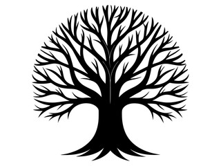 Obraz premium Banyan Tree Silhouette Vector & Sacred Tree Icon