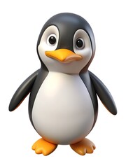 Fototapeta premium Penguin 3d render cute white background 