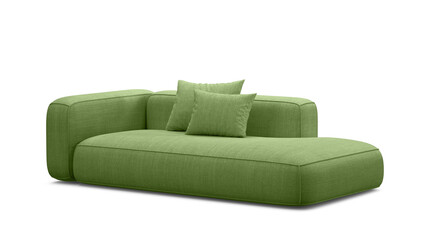 Modern sofa on transparent background with shadow. Furniture for mockups, presentations, and marketing materials.