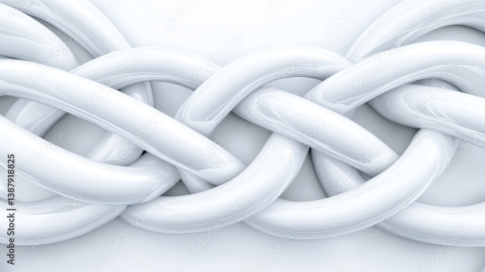 Poster intertwined white forms abstract - abstract of interwoven white shapes creating a complex pattern. c