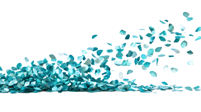 Teal Confetti Explosion on White Background