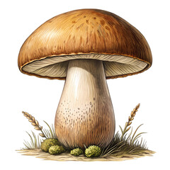 Beautiful Brown Mushroom: Identification & Facts isolated on transparent background
