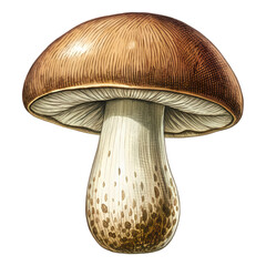Brown Mushroom: Imleria badia Identification Guide isolated on transparent background