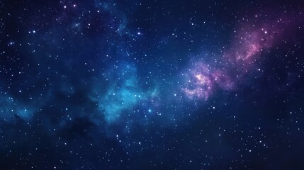 Beautiful milky way galaxy background with nebula cosmos. Stardust in deep space and bright shining stars in universe. Vector illustration.