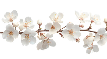 Fototapeta premium White Cherry Blossom Branch on White Background