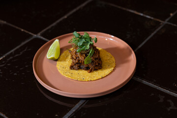 specially prepared tacos served, fine dining
