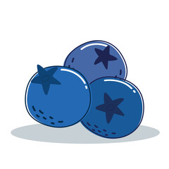 Fruit blueberry bilberry in cartoon hand drawn simple style. isolated vector illustration of berries on white background