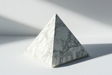 Marble Pyramid Minimalist Design - Elegant marble pyramid, symbolic of power, stability, geometry, luxury, and ascension. Clean white background