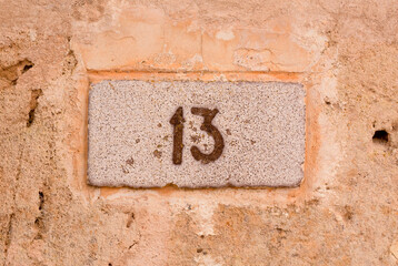 House number 13 sign