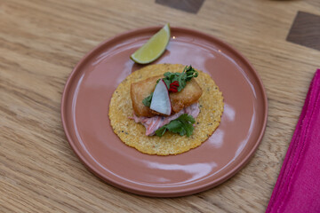 specially prepared tacos served, fine dining