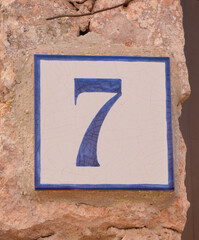 House number 7 sign