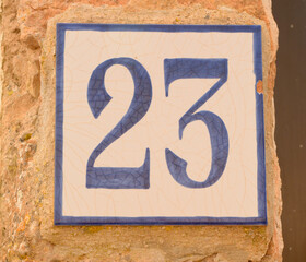 House number 23 sign