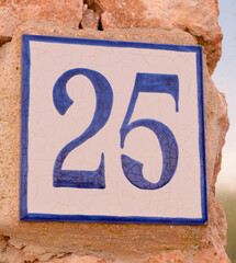 House number 25 sign