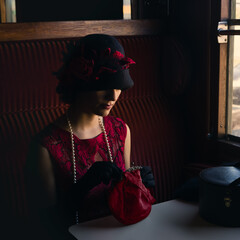 1920s woman backlit