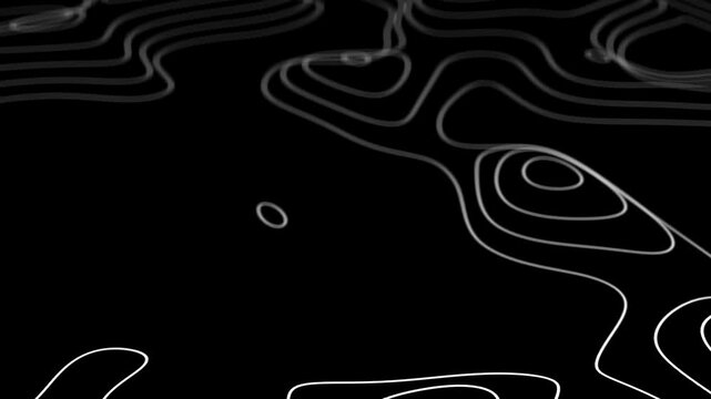 Black and white 3D topographic terrain abstract background in 4K