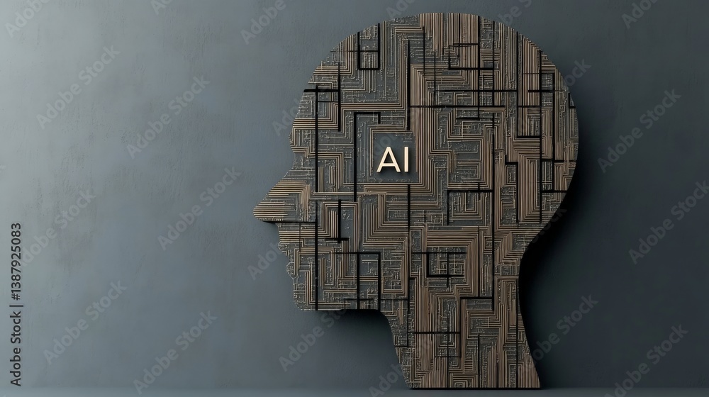 Poster abstract representation of artificial intelligence in human profile design