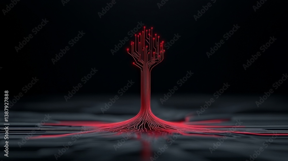 Aufkleber abstract digital tree design representing technology and growth concepts