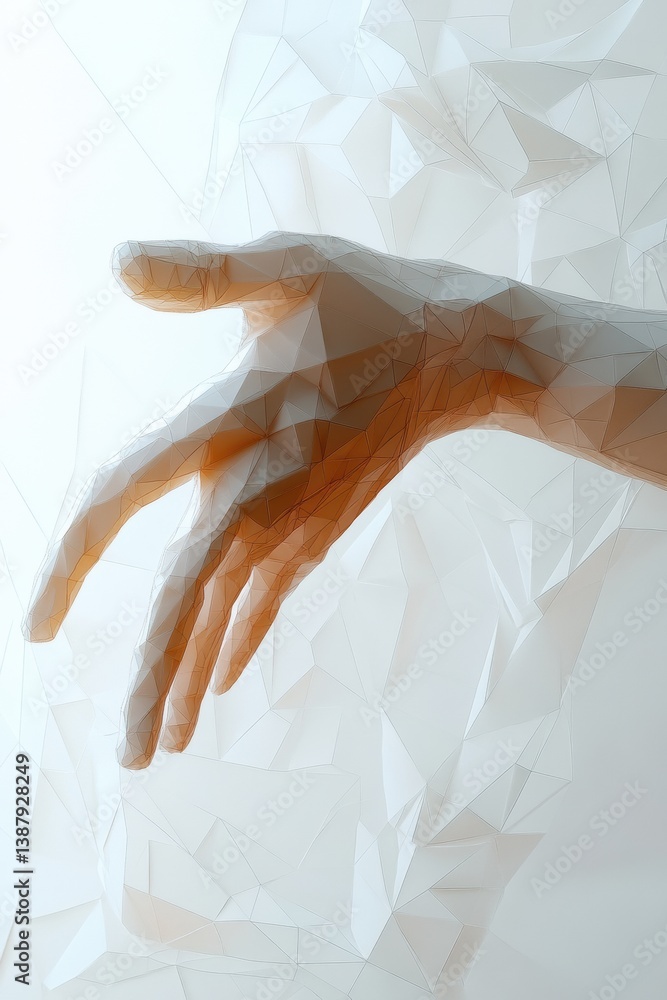 Aufkleber digital representation of a hand in an abstract geometric style