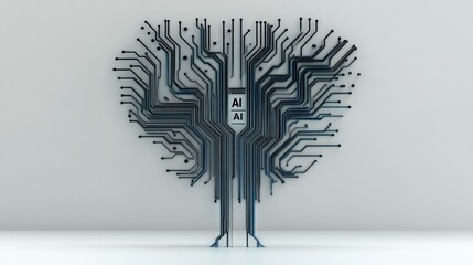 Artistic Representation of AI Technology as a Tree Circuit Design