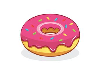 pink donut dessert vector illustration