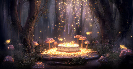 Enchanted Forest Birthday Cake with Fireflies