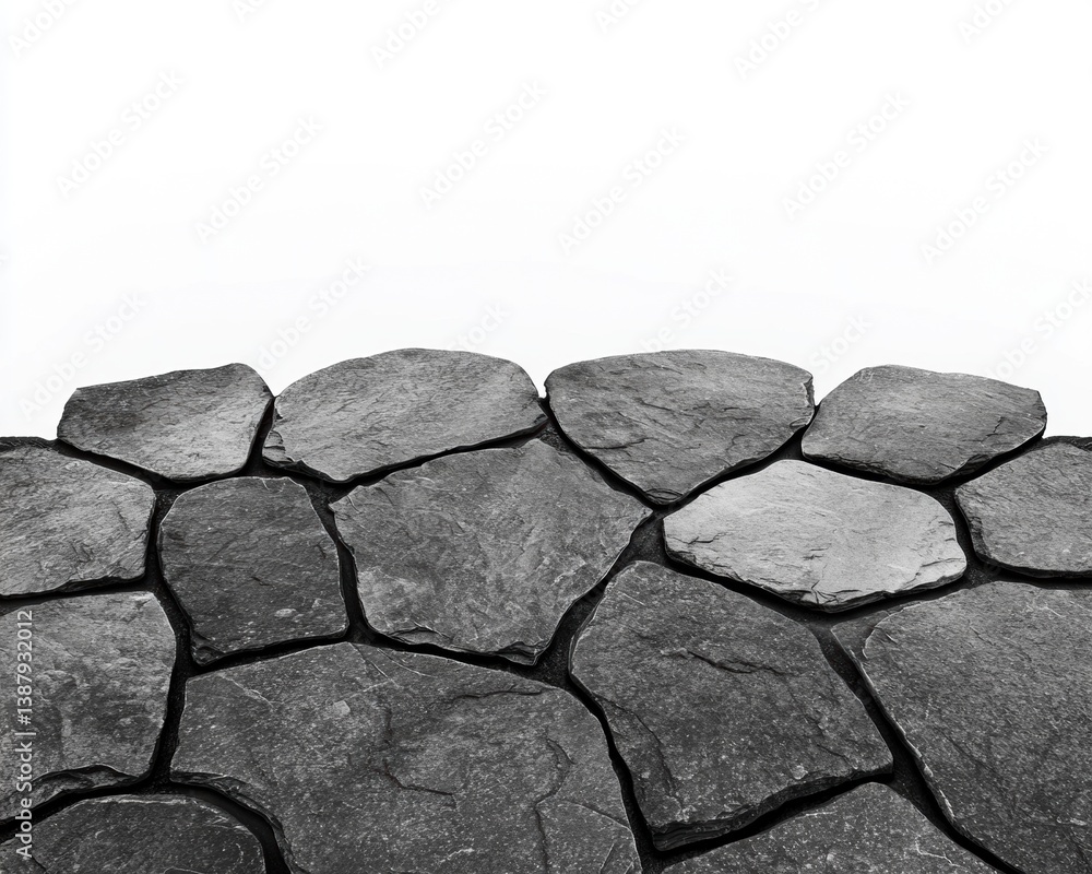 Poster a close-up view of irregularly shaped stone slabs arranged together, creating a textured surface aga