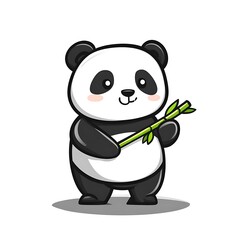 Naklejka premium Cute Panda Eating Bamboo
