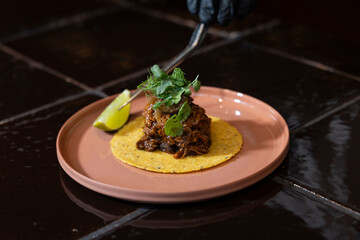 specially prepared tacos served, fine dining